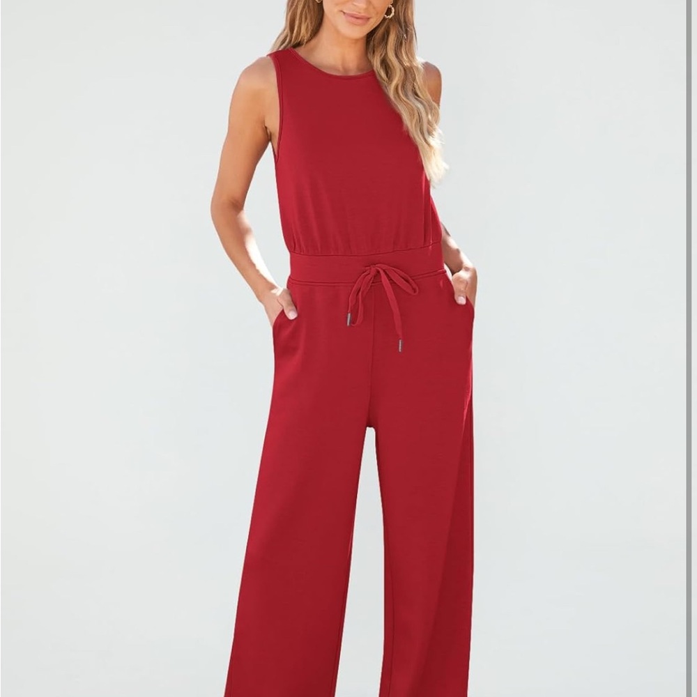 Elegant Red Sleeveless Jumpsuit
